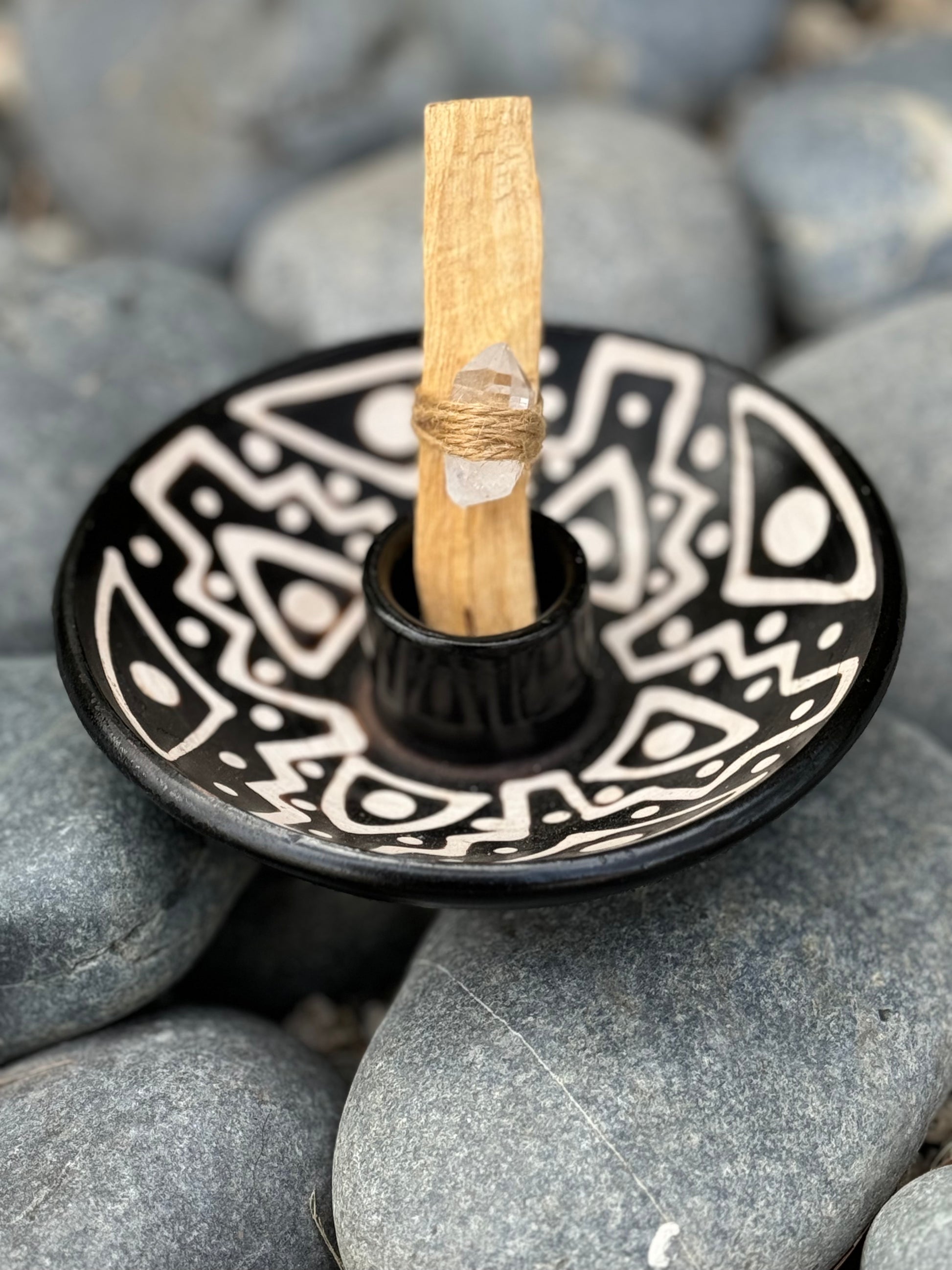 Handmade palo santo holder from Chulucanas, Peru